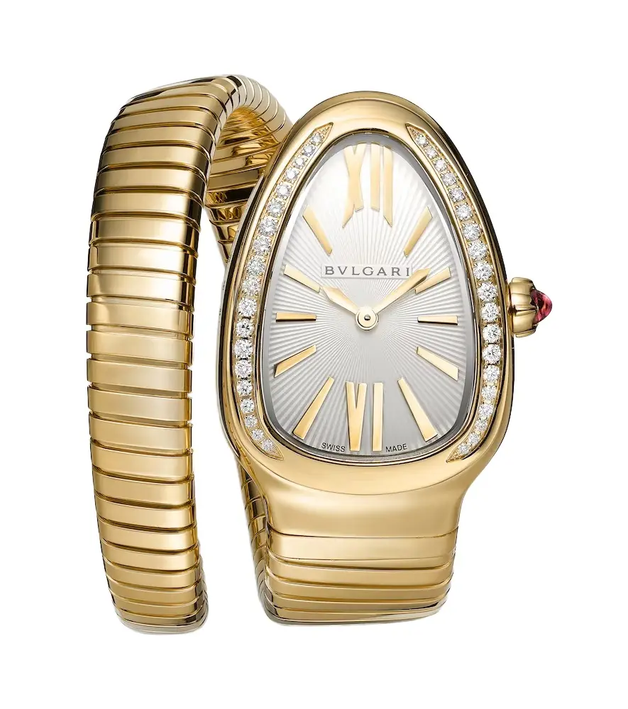 Bvlgari Serpenti Tubogas 35mm 18kt gold watch with diamonds and tourmaline | Image 1 Bvlgari Serpenti Tubogas 35mm 18kt gold watch with diamonds and tourmaline | Image 1