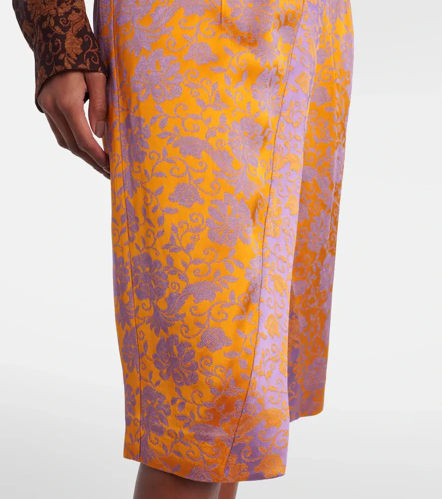 Dries Van Noten Floral satin jacquard midi skirt | Thumbnail 2