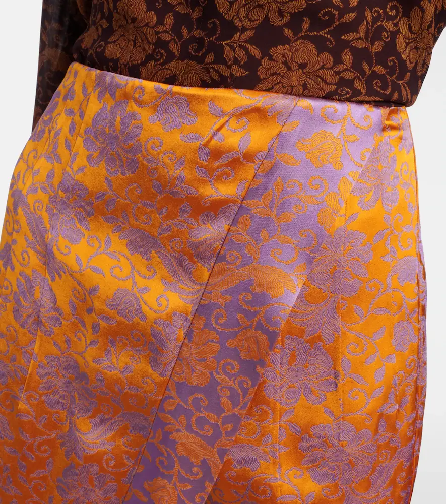Dries Van Noten Floral satin jacquard midi skirt | Thumbnail 3