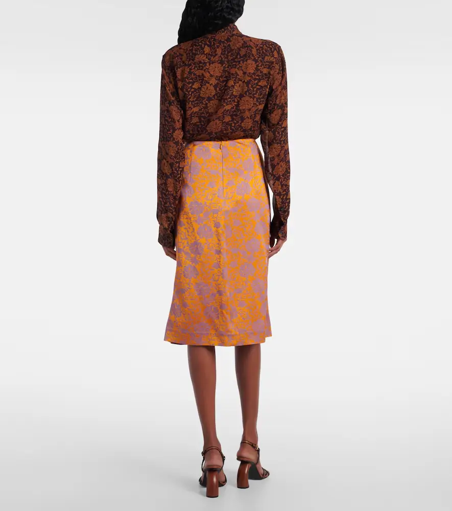 Dries Van Noten Floral satin jacquard midi skirt | Thumbnail 4