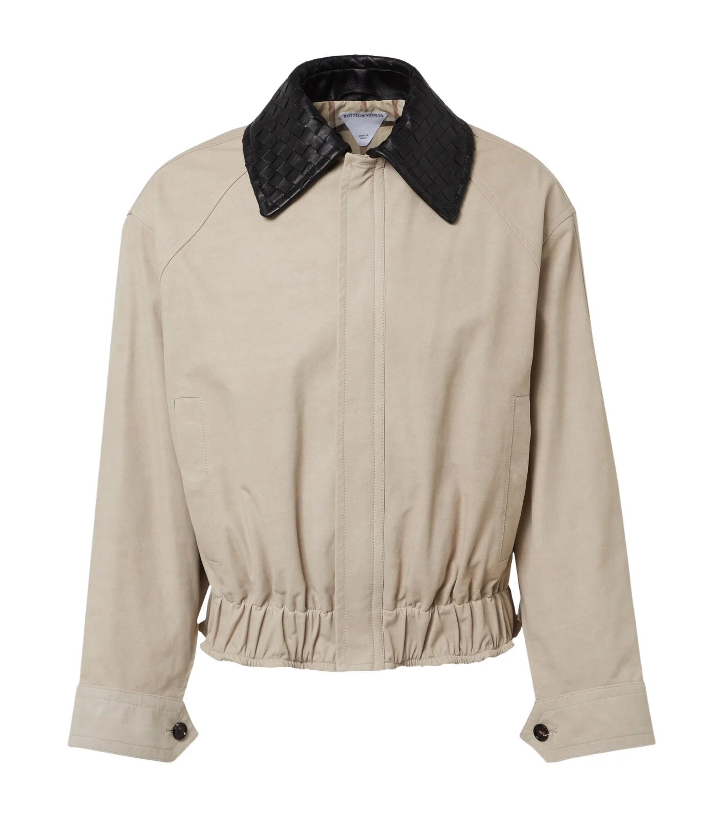 Intrecciato leather twill blouson