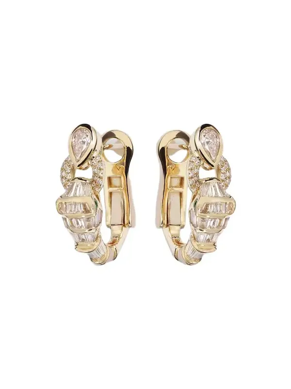 Serpentine 18kt gold huggie earrings with diamonds Serpentine 18kt gold huggie earrings with diamonds