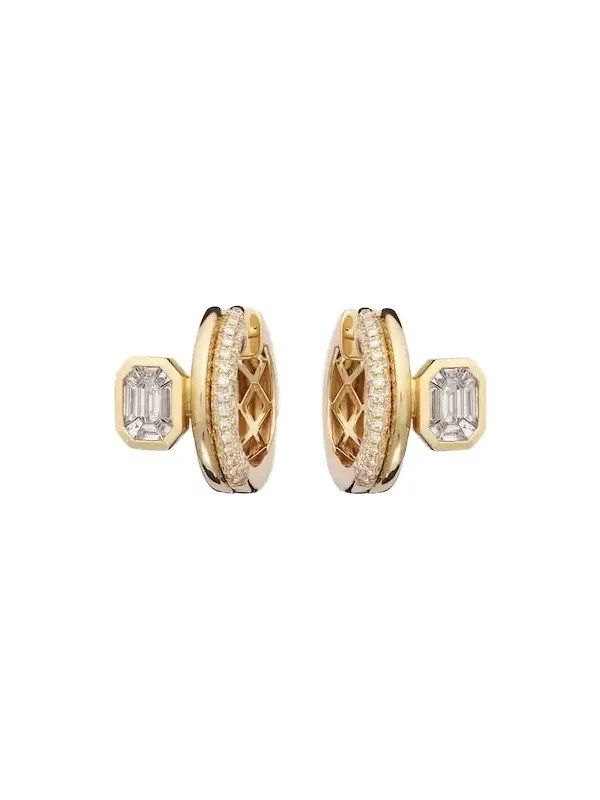18kt gold huggie earrings with diamonds 18kt gold huggie earrings with diamonds