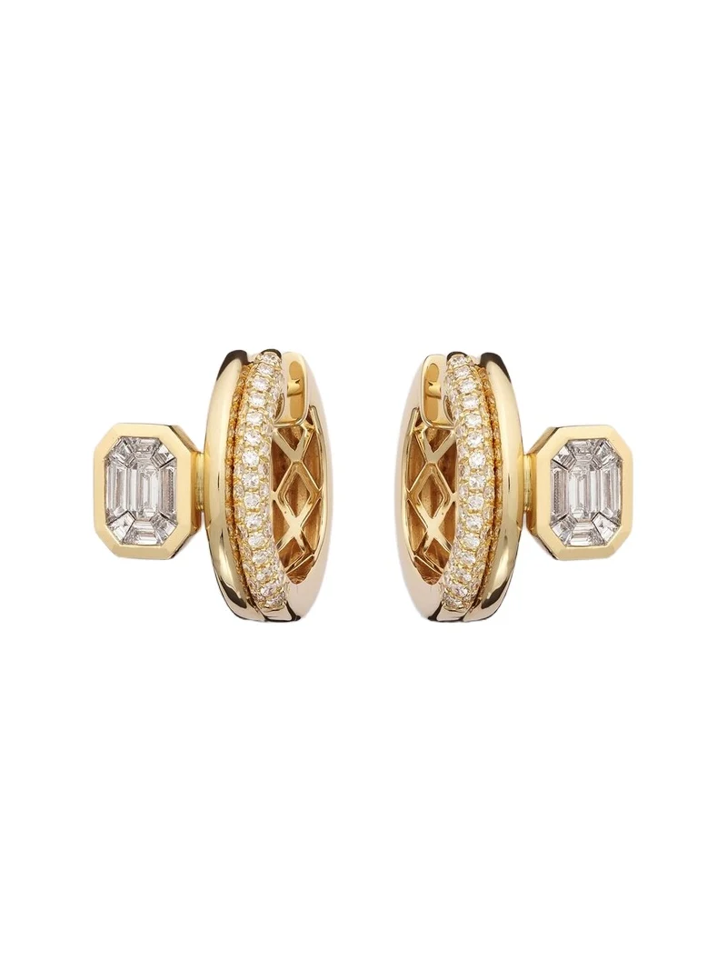 18kt gold huggie earrings with diamonds 18kt gold huggie earrings with diamonds