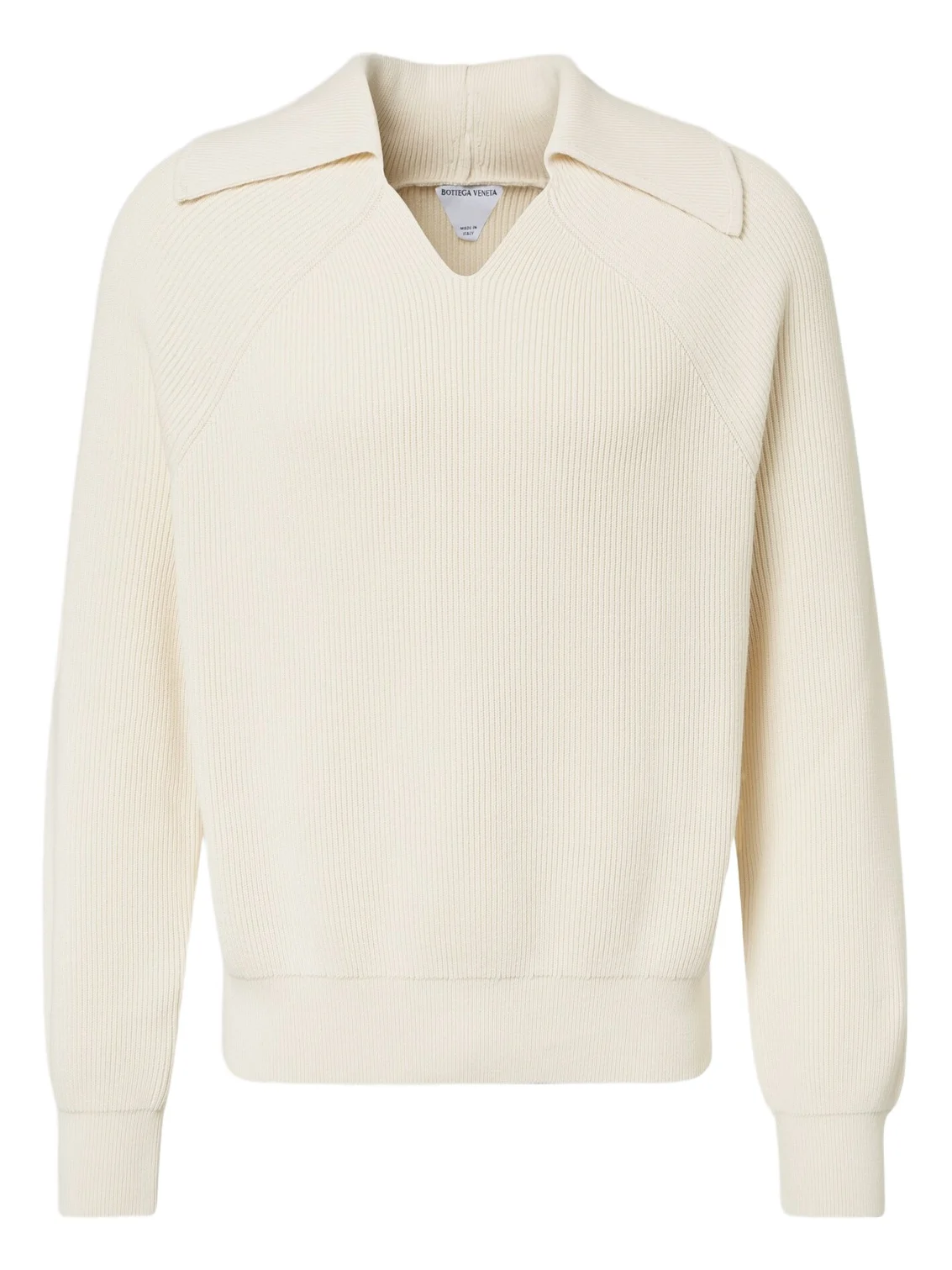 Ribbed-knit cotton polo sweater Ribbed-knit cotton polo sweater