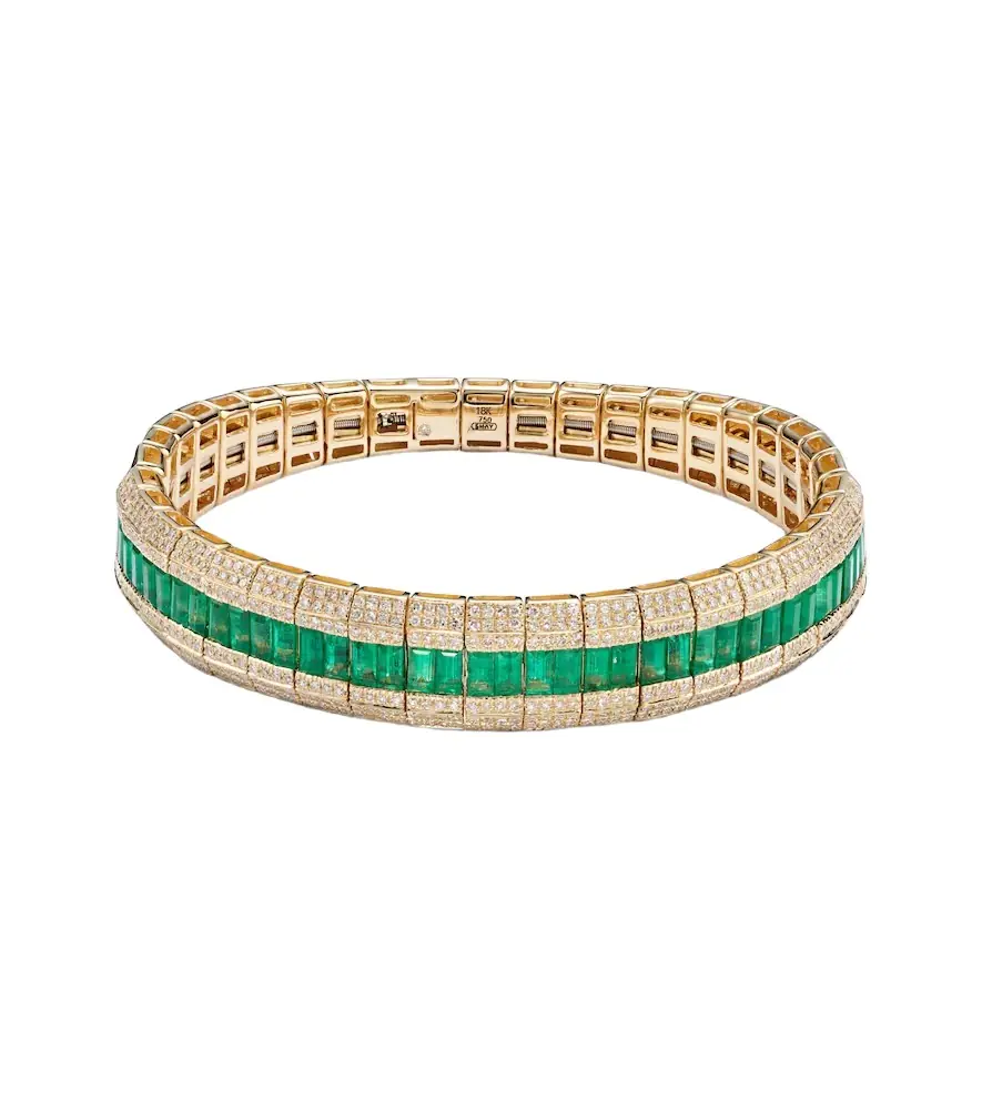 SHAY JEWELRY 18kt gold bracelet with emeralds and diamonds | Image 1 SHAY JEWELRY 18kt gold bracelet with emeralds and diamonds | Image 1