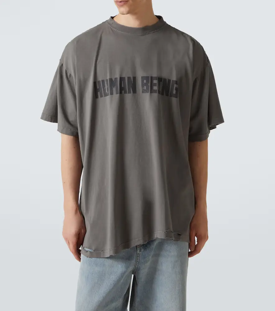 Balenciaga Distressed cotton jersey T-shirt | Thumbnail 2