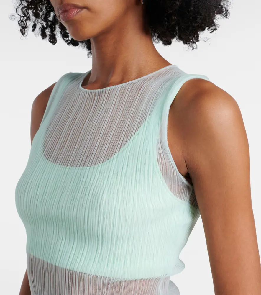 Simkhai Oakley Plisse semi-sheer tank top | Thumbnail 2 Simkhai Oakley Plisse semi-sheer tank top | Thumbnail 2
