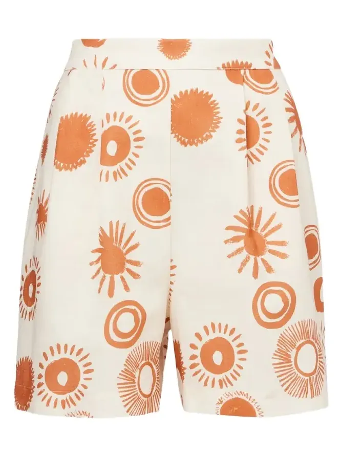 Dallas printed linen and cotton shorts