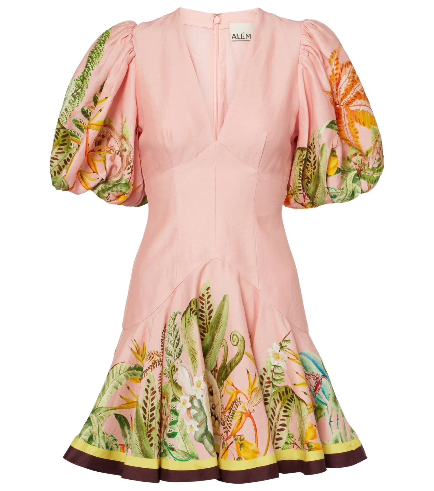 ALÉMAIS Papaya linen-blend minidress