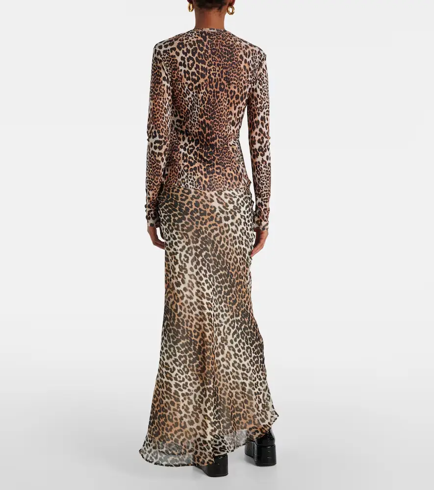 Ganni Leopard-print mesh top | Thumbnail 4