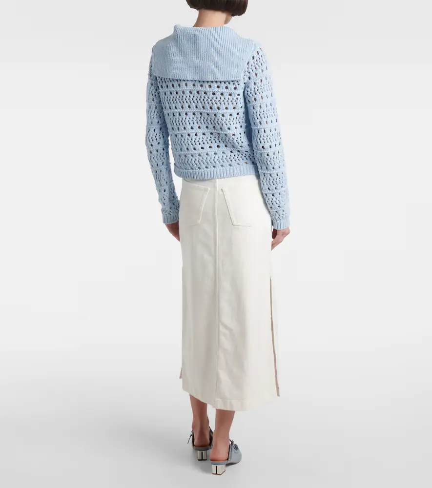 Ganni Open-knit cotton-blend cardigan | Thumbnail 4 Ganni Open-knit cotton-blend cardigan | Thumbnail 4