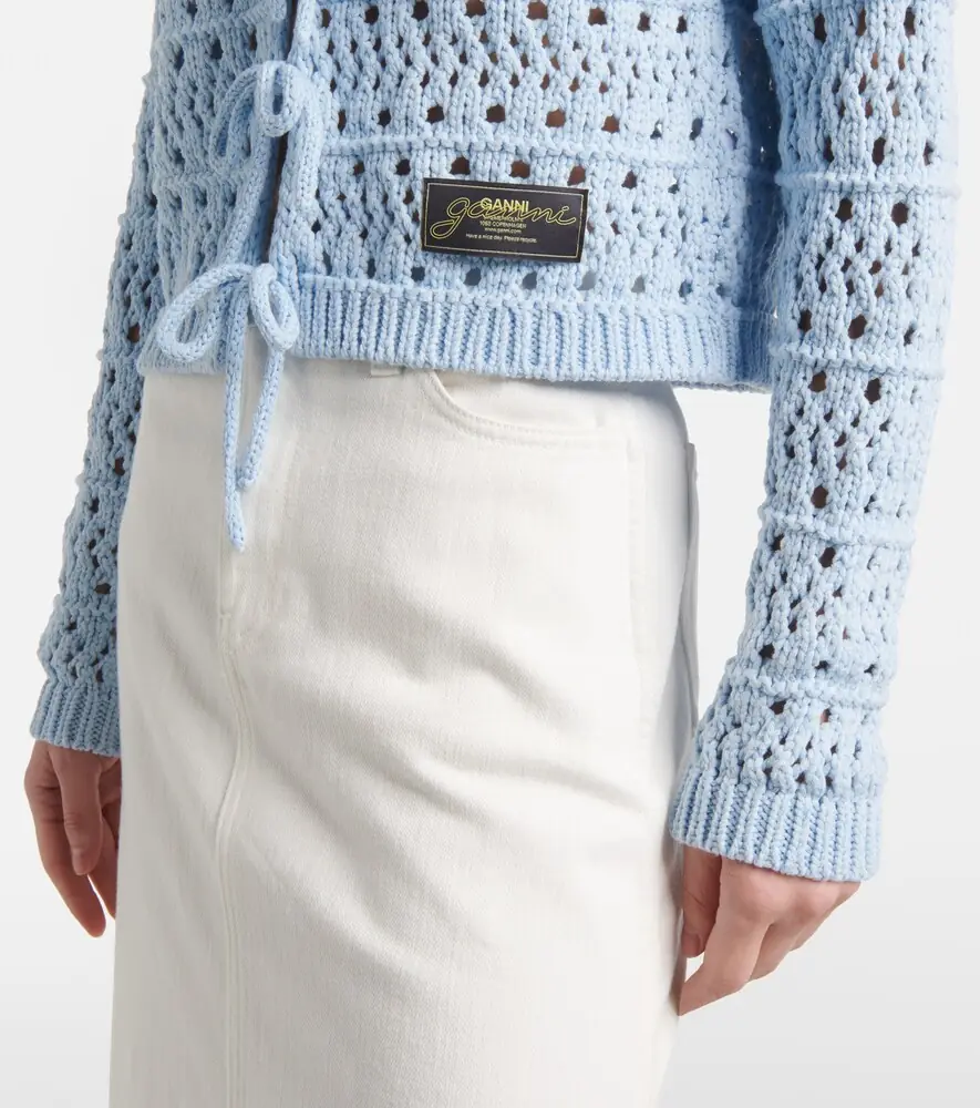 Ganni Open-knit cotton-blend cardigan | Thumbnail 5 Ganni Open-knit cotton-blend cardigan | Thumbnail 5
