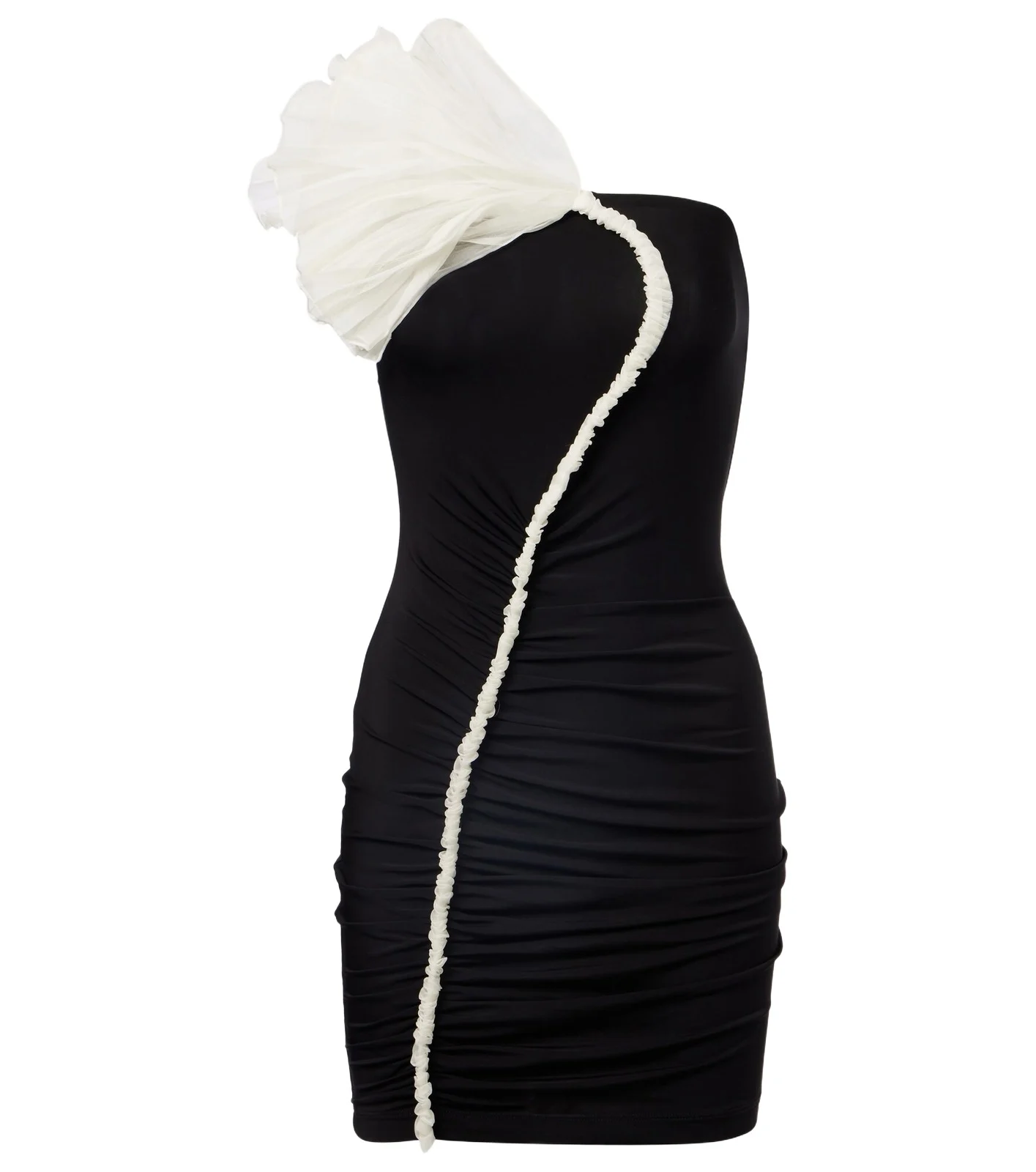 Floral-appliqué asymmetric minidress Floral-appliqué asymmetric minidress