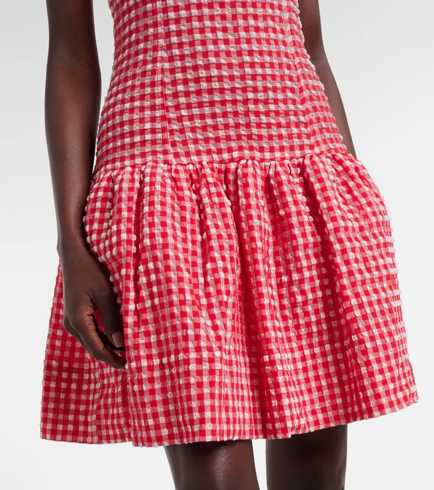 Ganni Seersucker ruffled minidress | Thumbnail 2 Ganni Seersucker ruffled minidress | Thumbnail 2