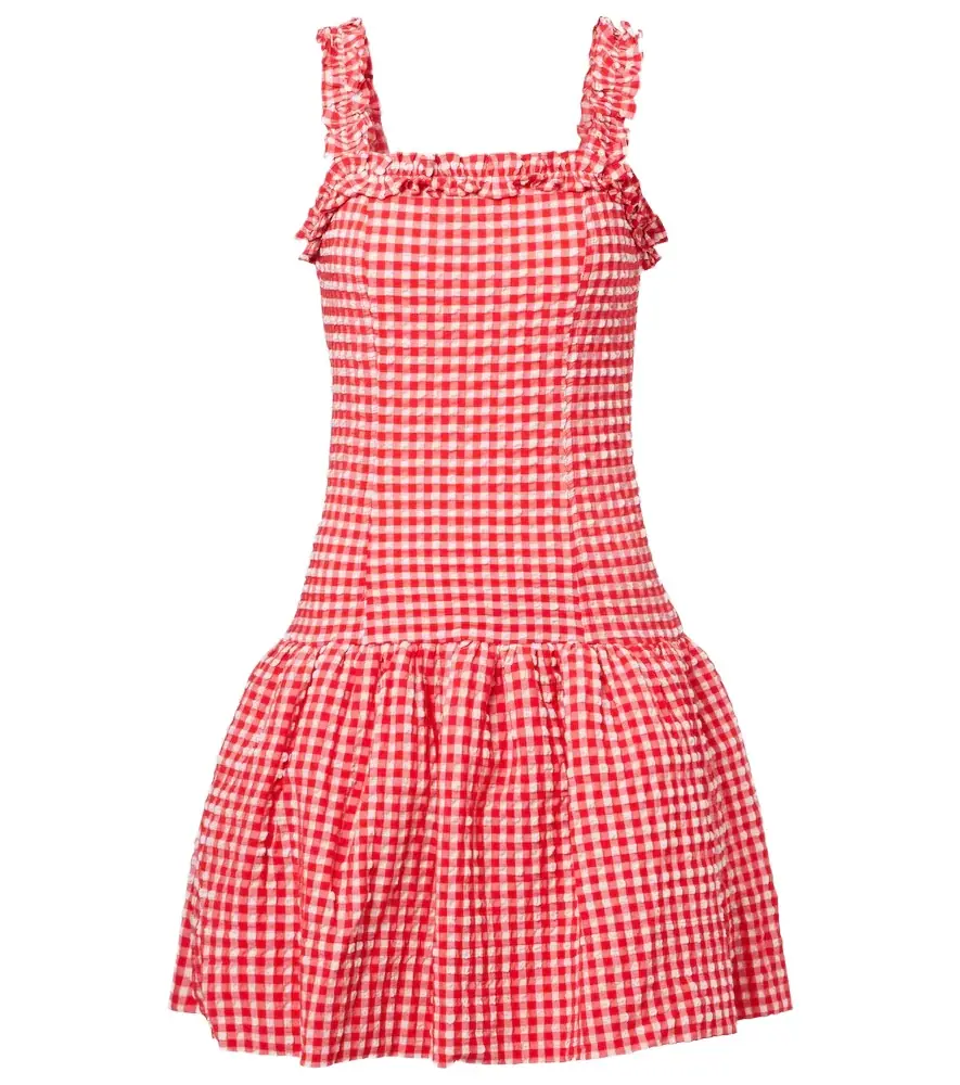 Ganni Seersucker ruffled minidress | Image 1 Ganni Seersucker ruffled minidress | Image 1