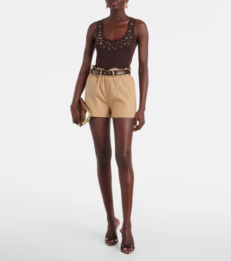 Xu Zhi Belted faux leather-trimmed shorts | Thumbnail 2