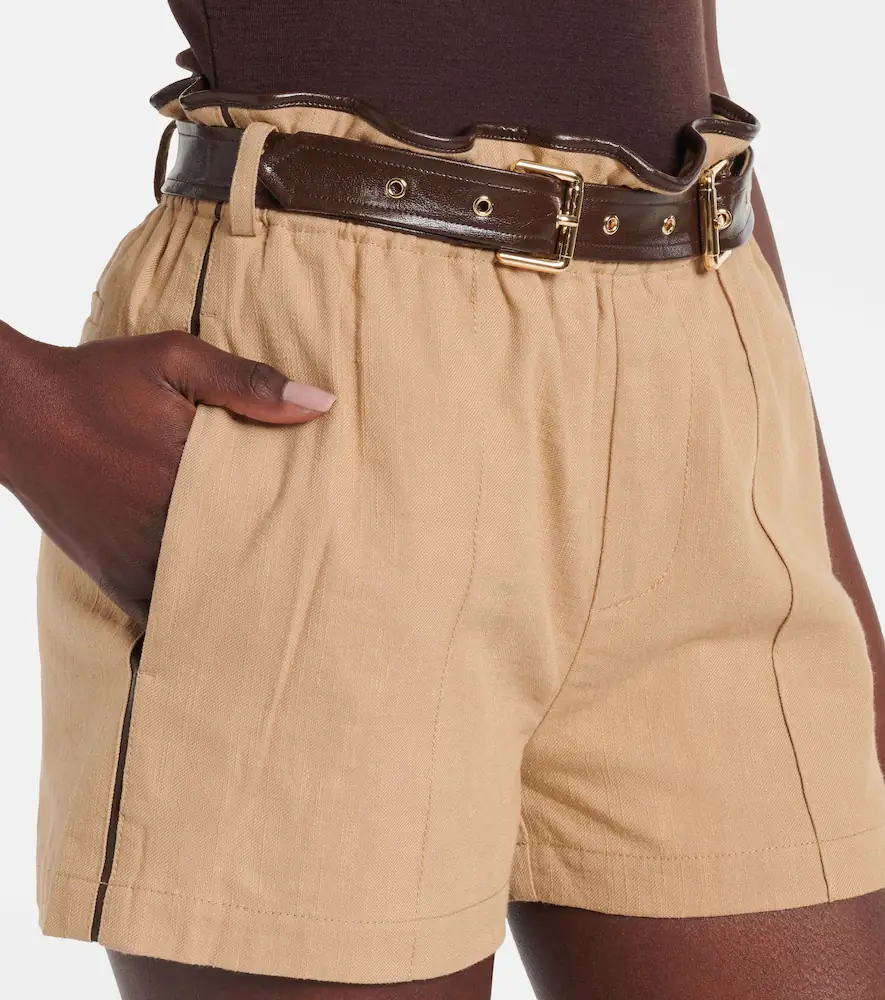 Xu Zhi Belted faux leather-trimmed shorts | Thumbnail 3