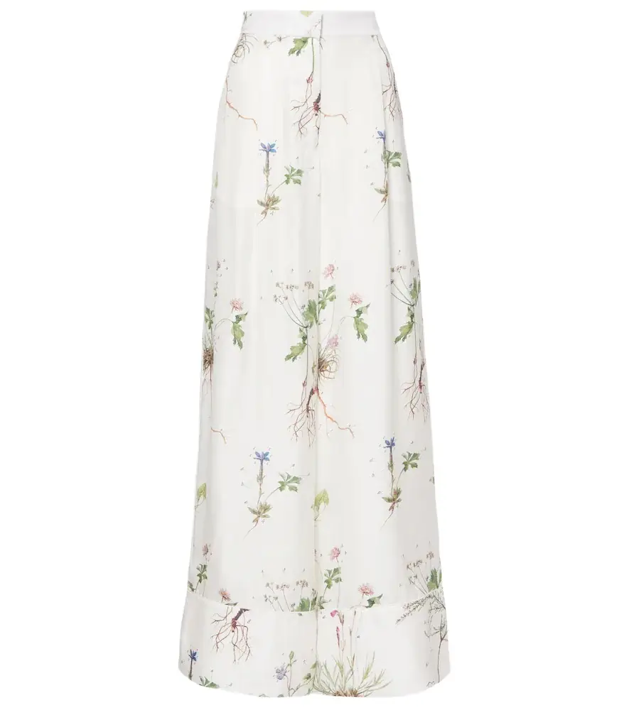 Erdem Floral printed silk wide-leg pants