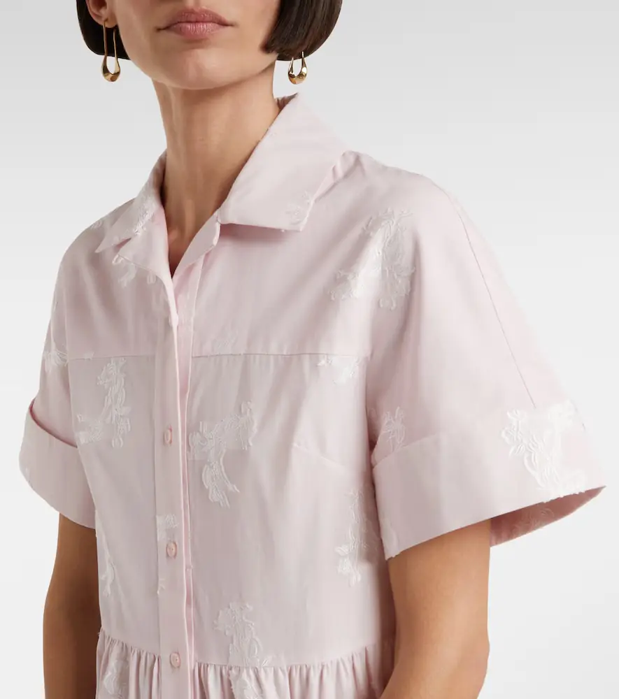 Erdem Embroidered tiered cotton shirt dress | Thumbnail 2