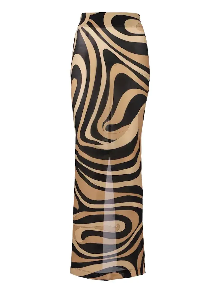 Printed semi-sheer maxi skirt Printed semi-sheer maxi skirt