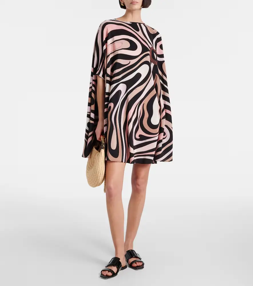 PUCCI Marmo caped crêpe de chine minidress | Thumbnail 2