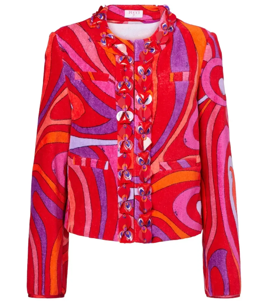 Marmo embellished cotton terry jacket