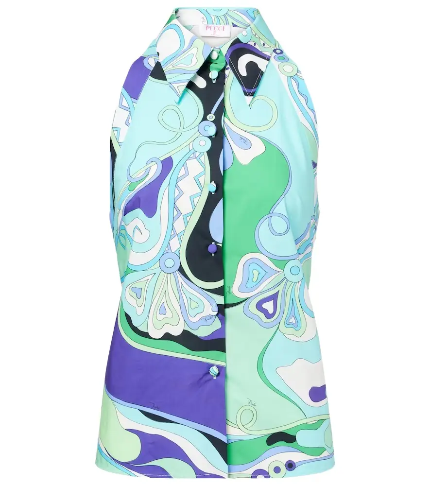 Pucci Orchidee printed halterneck cotton top | Image 1 Pucci Orchidee printed halterneck cotton top | Image 1