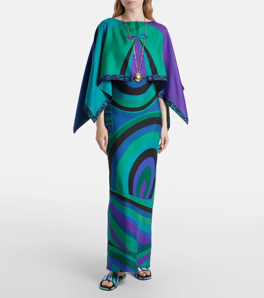 PUCCI Iride silk twill maxi dress and cape set | Thumbnail 2