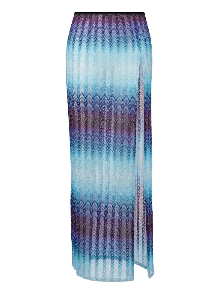 Zigzag lamé maxi skirt