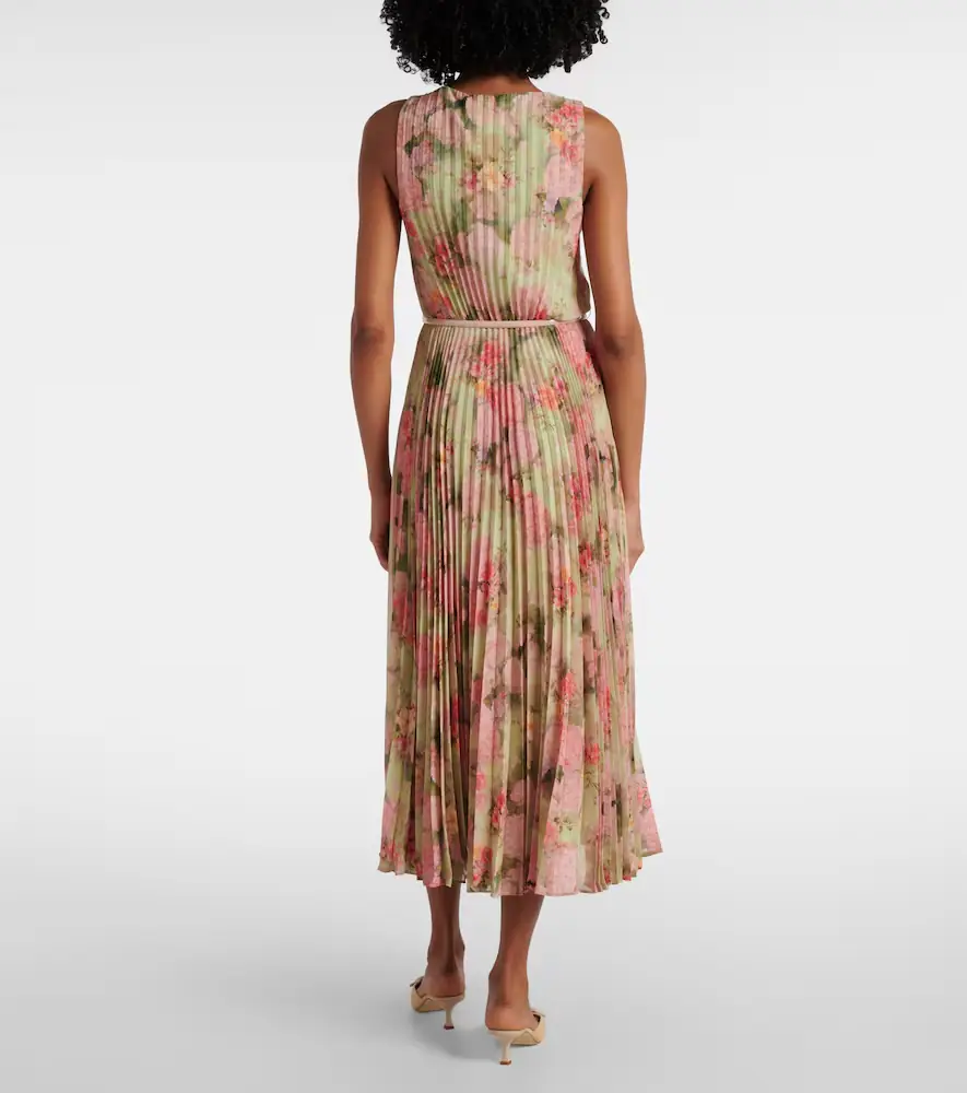 Max Mara Floral plissé georgette midi dress | Thumbnail 2 Max Mara Floral plissé georgette midi dress | Thumbnail 2