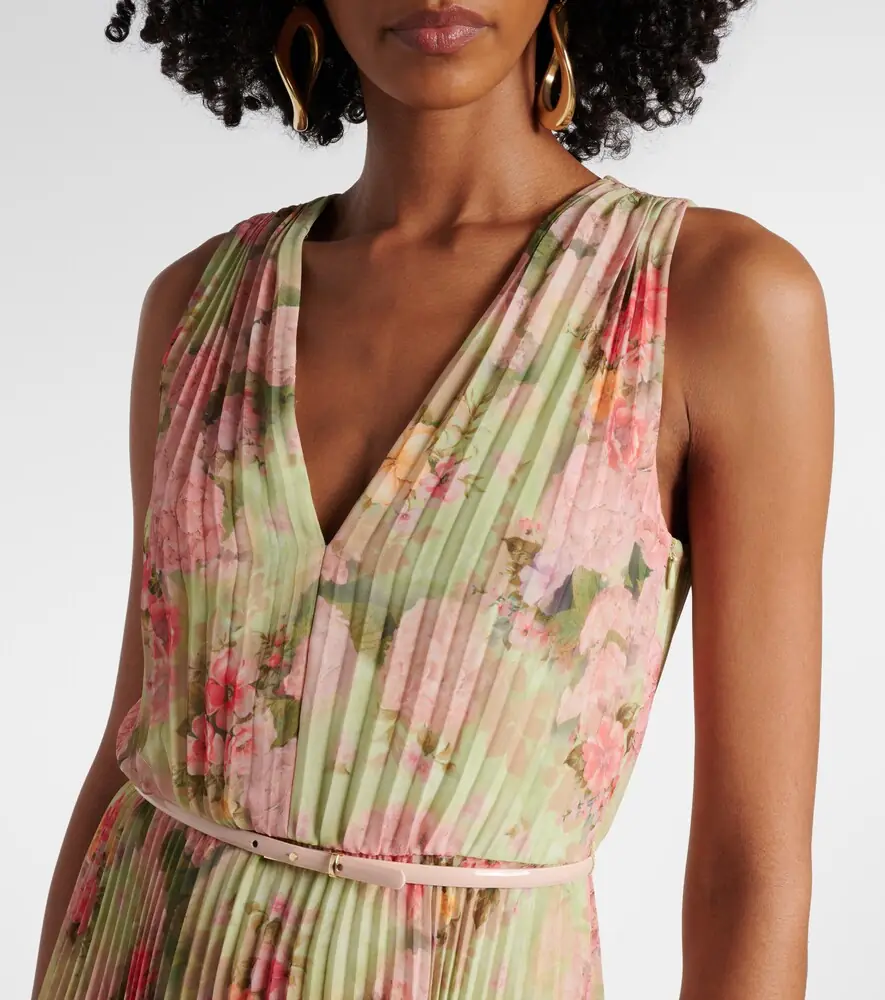 Max Mara Floral plissé georgette midi dress | Thumbnail 4 Max Mara Floral plissé georgette midi dress | Thumbnail 4