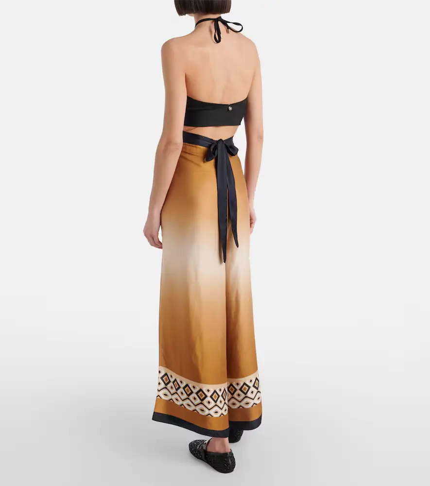 Max Mara Printed satin cropped wide-leg pants | Thumbnail 2