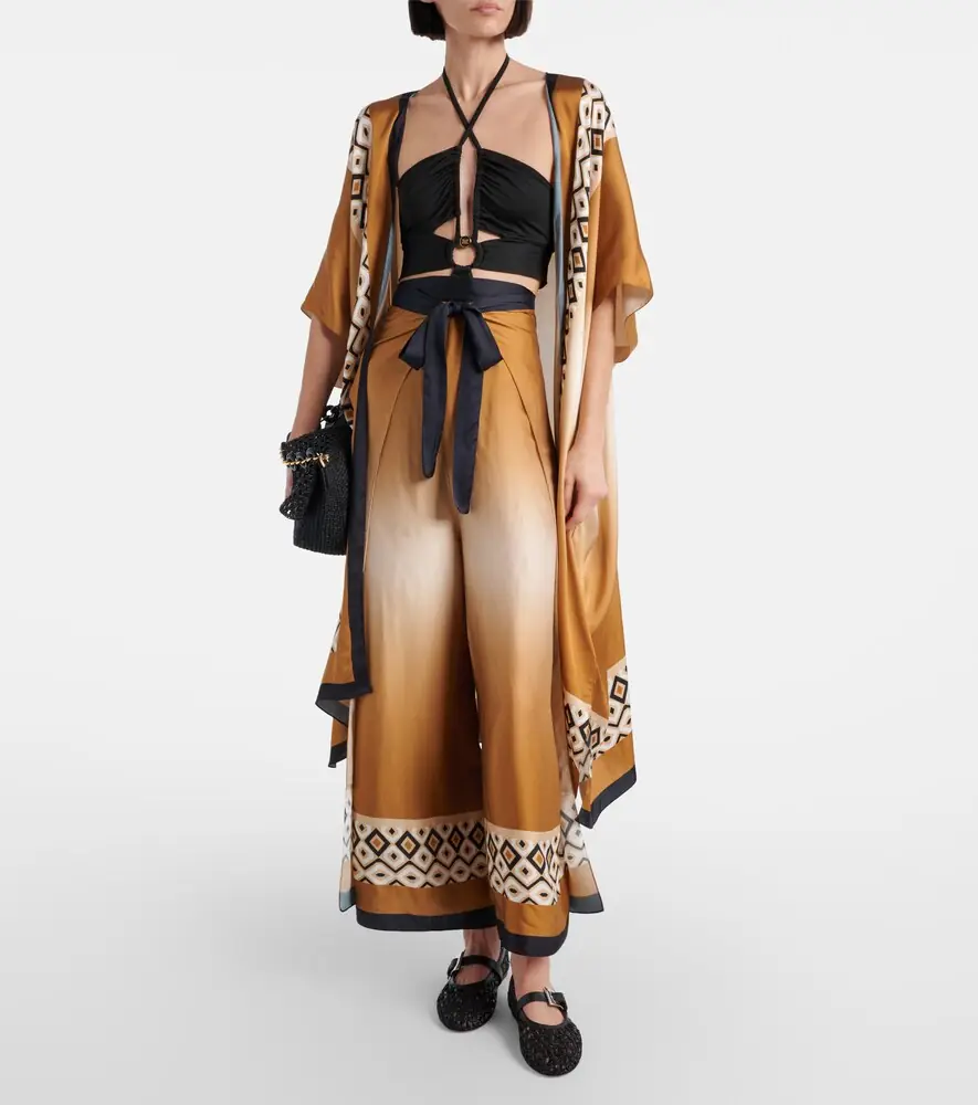 Max Mara Printed satin cropped wide-leg pants | Thumbnail 4