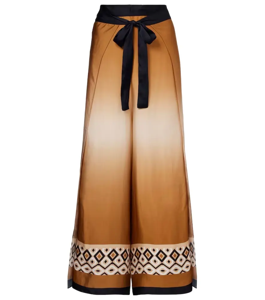 Max Mara Printed satin cropped wide-leg pants | Image 1 Max Mara Printed satin cropped wide-leg pants | Image 1