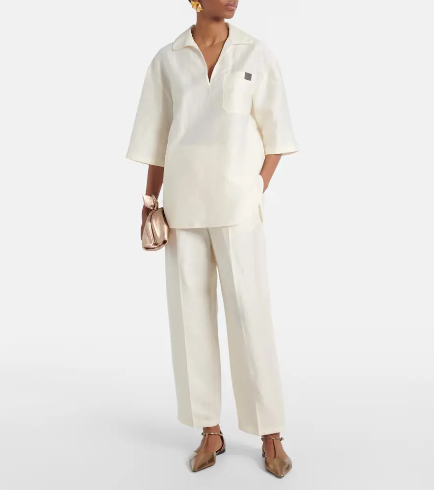 Max Mara Osiride linen and silk-blend polo shirt | Thumbnail 3 Max Mara Osiride linen and silk-blend polo shirt | Thumbnail 3