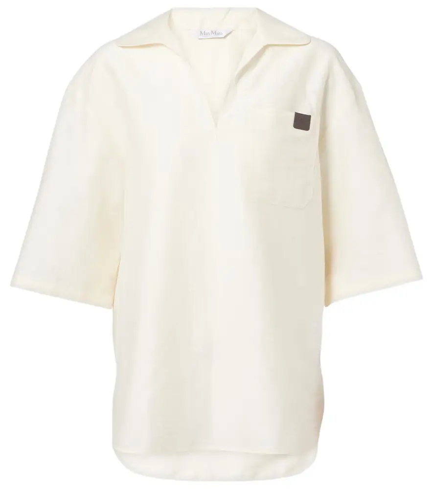 Max Mara Osiride linen and silk-blend polo shirt | Image 1 Max Mara Osiride linen and silk-blend polo shirt | Image 1