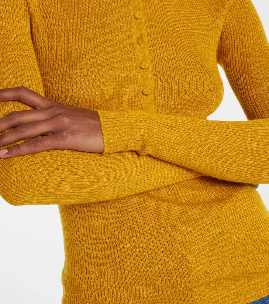 Gabriela Hearst Anges Knit Henley in Antelope Orange Cashmere Silk with Hemp | Thumbnail 5 Gabriela Hearst Anges Knit Henley in Antelope Orange Cashmere Silk with Hemp | Thumbnail 5