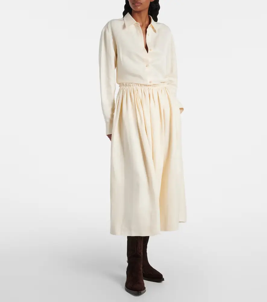 Gabriela Hearst Chiara gathered linen midi skirt | Thumbnail 4 Gabriela Hearst Chiara gathered linen midi skirt | Thumbnail 4