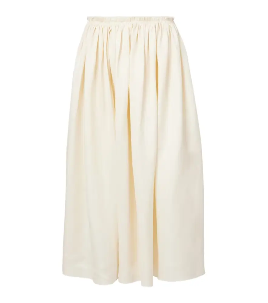 Gabriela Hearst Chiara gathered linen midi skirt