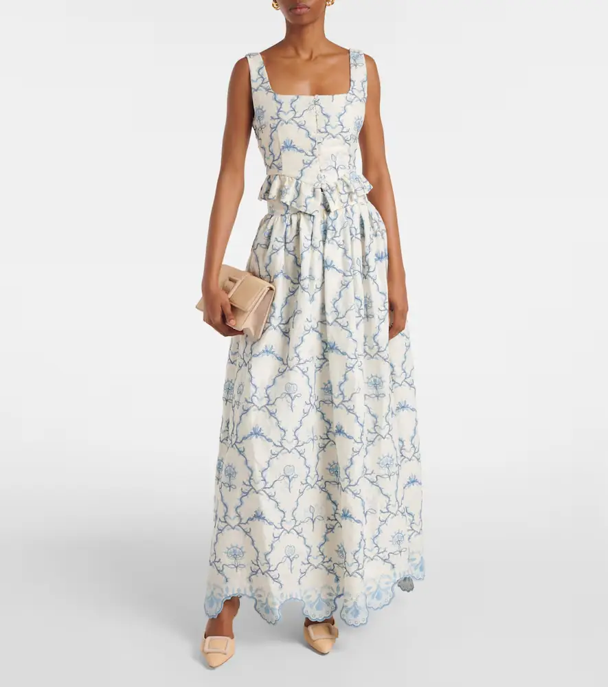 Agua by Agua Bendita Tangelo floral linen maxi skirt | Thumbnail 2