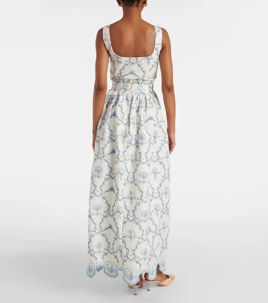 Agua by Agua Bendita Tangelo floral linen maxi skirt | Thumbnail 5