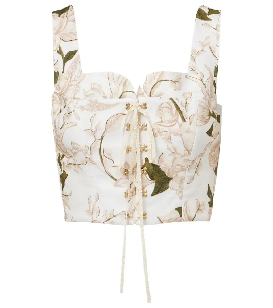 Agua by Agua Bendita Reserva Gardenia floral linen crop top | Image 1 Agua by Agua Bendita Reserva Gardenia floral linen crop top | Image 1