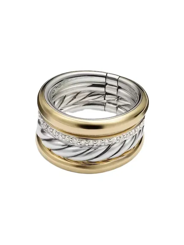 DY Mercer 18kt gold and sterling silver ring with diamonds DY Mercer 18kt gold and sterling silver ring with diamonds