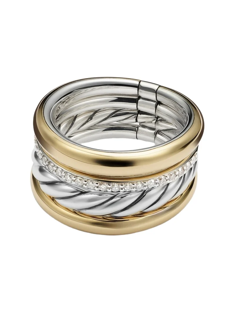 DY Mercer 18kt gold and sterling silver ring with diamonds