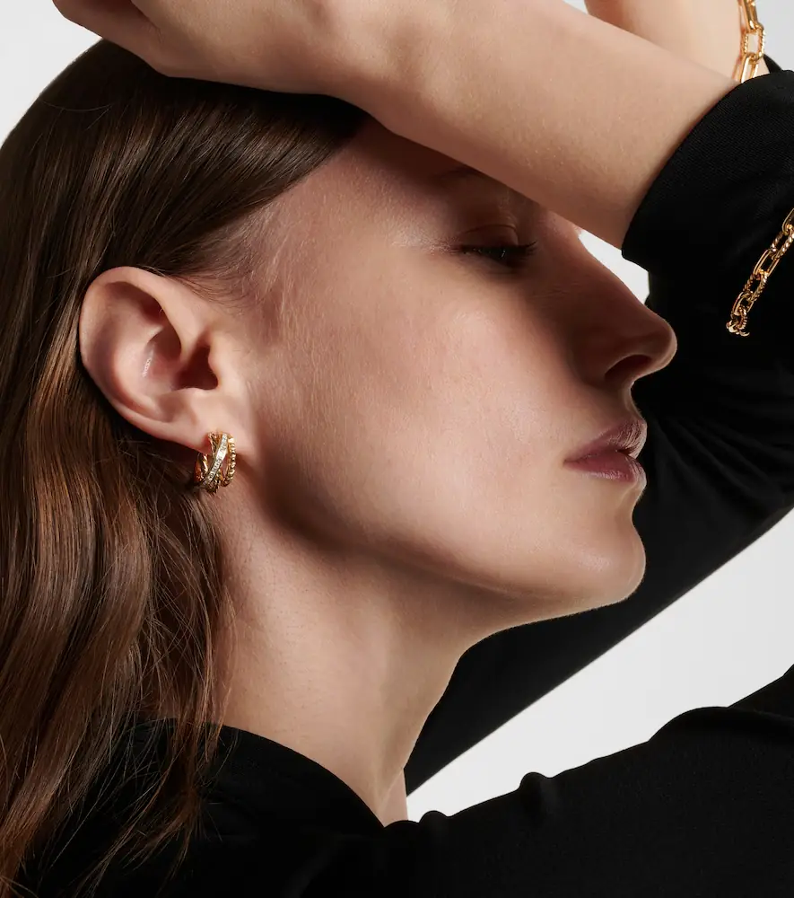 David Yurman DY Crossover 18kt gold hoop earrings with diamonds | Thumbnail 4