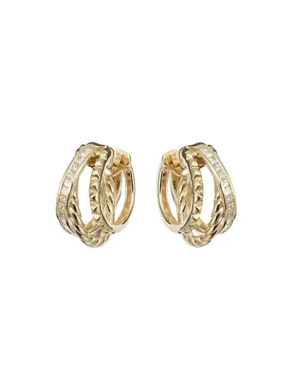 DY Crossover 18kt gold hoop earrings with diamonds DY Crossover 18kt gold hoop earrings with diamonds