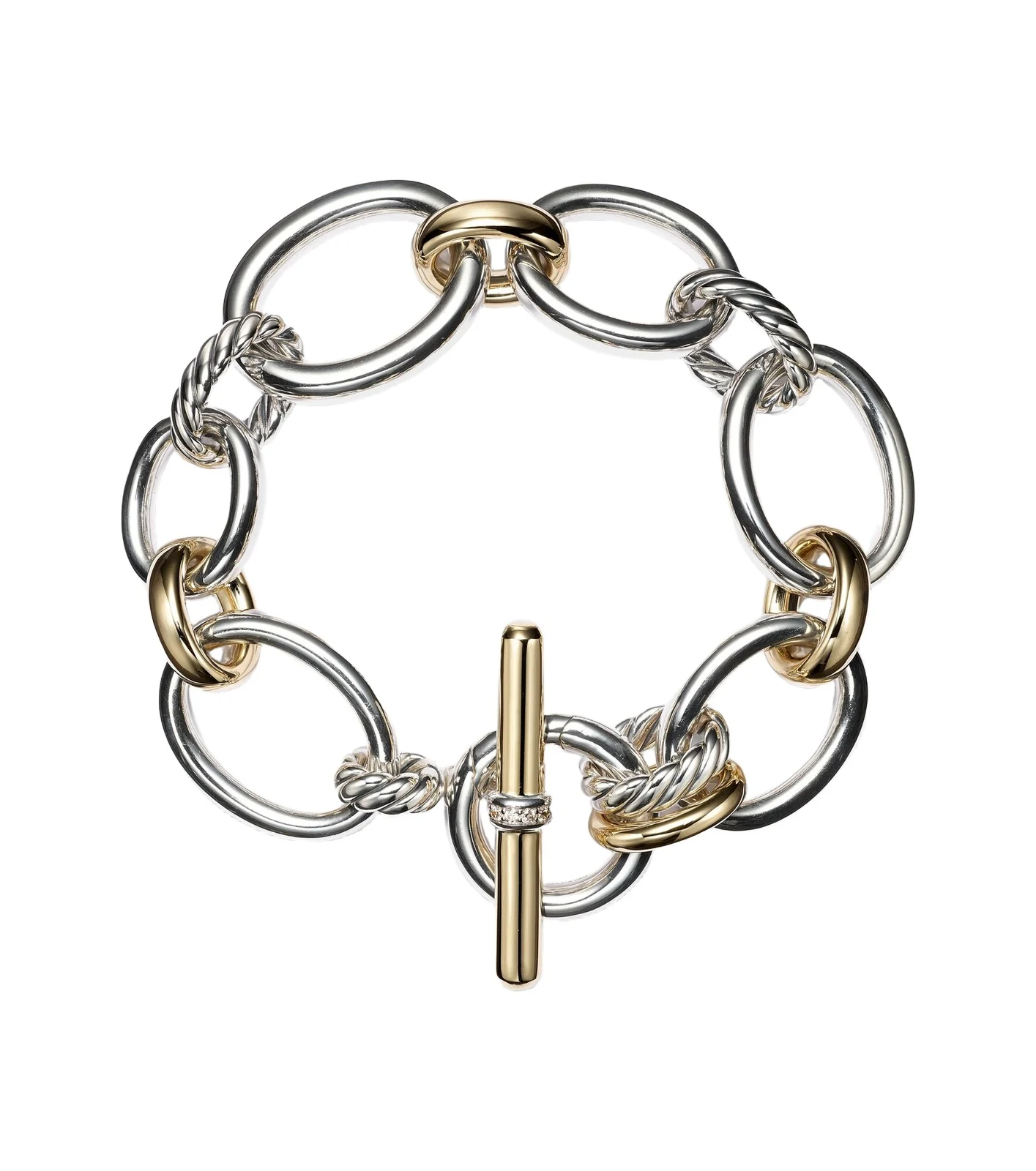 DY Mercer 18kt gold and sterling silver chain bracelet with diamonds DY Mercer 18kt gold and sterling silver chain bracelet with diamonds