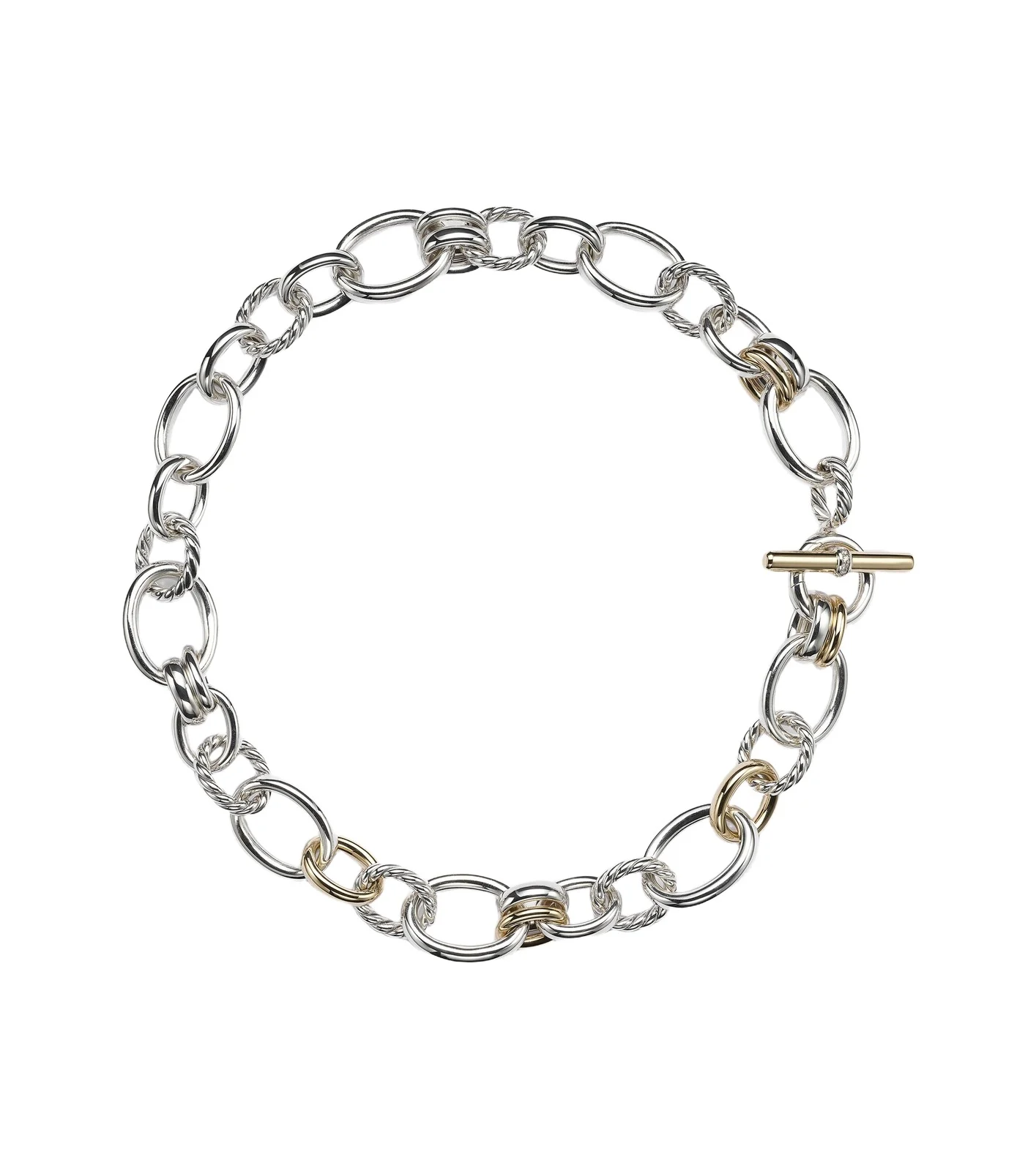 DY Mercer sterling silver and 18kt gold chain necklace with diamonds