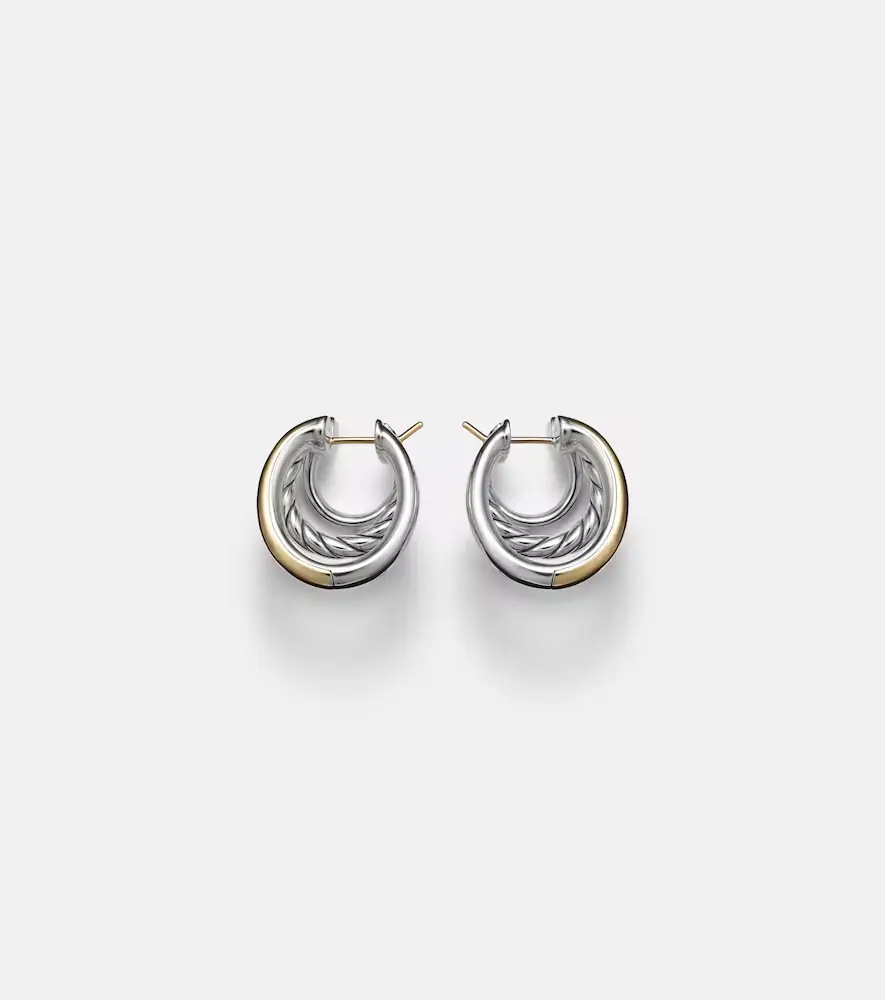 David Yurman DY Mercer 18kt gold and sterling silver hoop earrings with diamonds | Thumbnail 2 David Yurman DY Mercer 18kt gold and sterling silver hoop earrings with diamonds | Thumbnail 2